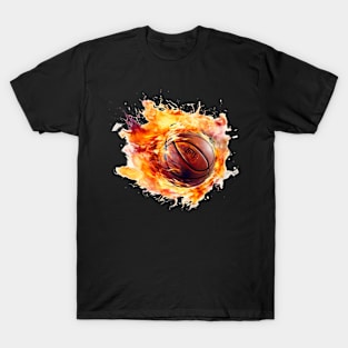 Flamming Basketball Watercolor T-Shirt